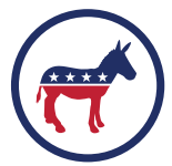 A donkey icon represents the Democratic Party.
