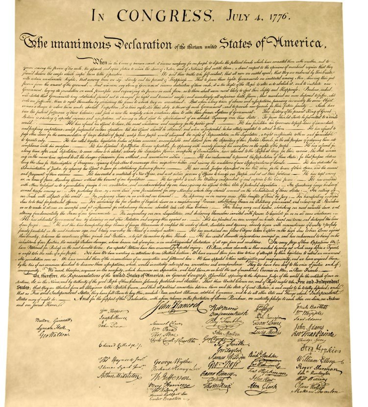 The Declaration of Independence. Courtesy of the National Archives.