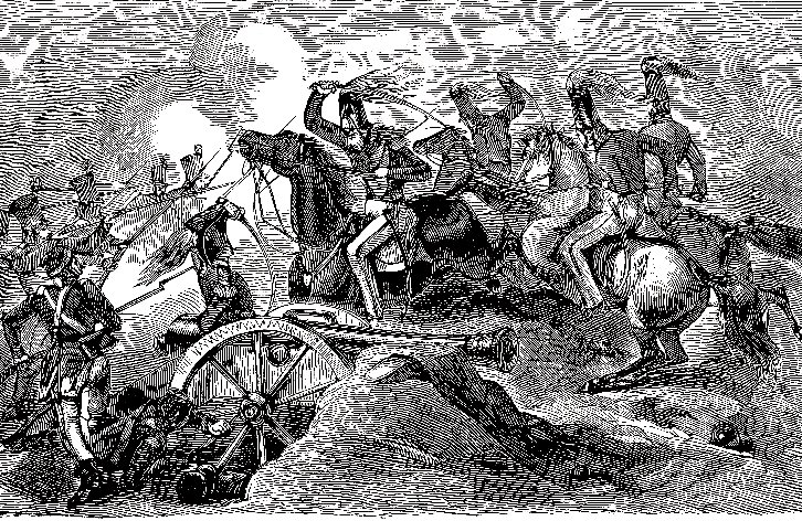 Colonel Charles May’s troops charge at the Battle of Resaca de la Palma during the Mexican-American War.