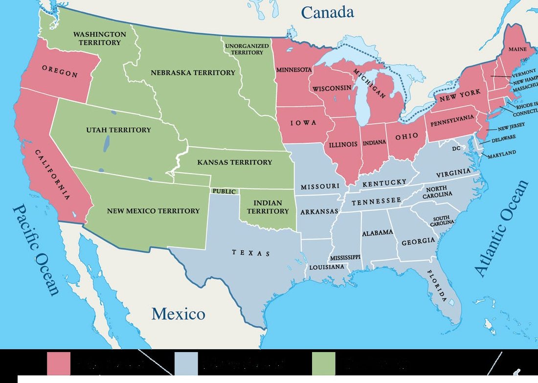 The United States in 1861, at the start of the Civil War.