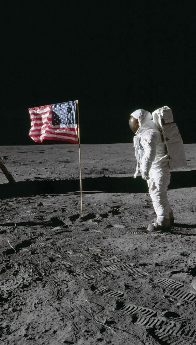 Astronaut Edwin E. Aldrin Jr., on the Moon. Courtesy of NASA.