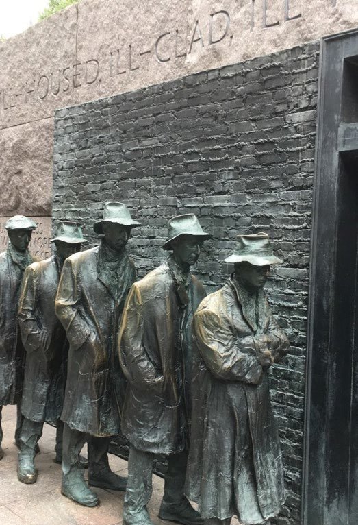 Statue of a Depression breadline at the Franklin Delano Roosevelt Memorial, Washington, D.C. Courtesy of the Library of Congress.