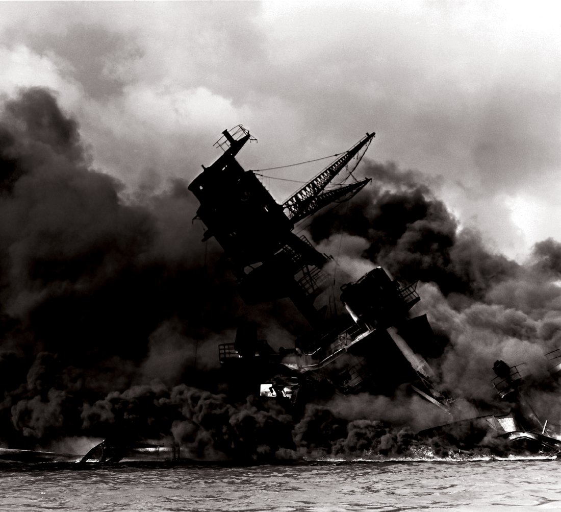 Bombing of USS West Virginia, Pearl Harbor, Hawaii. Courtesy of the Library of Congress.