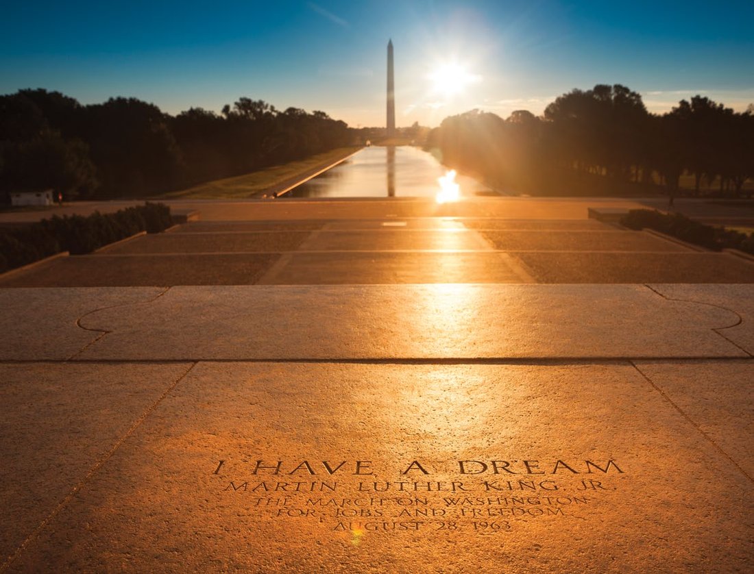 Martin Luther King, Jr., gave his famous “I Have a Dream” speech at the Lincoln Memorial in 1963.