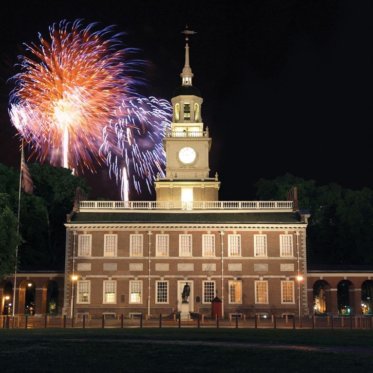 Independence Day celebrations at
 Independence Hall in Philadelphia, Pennsylvania.