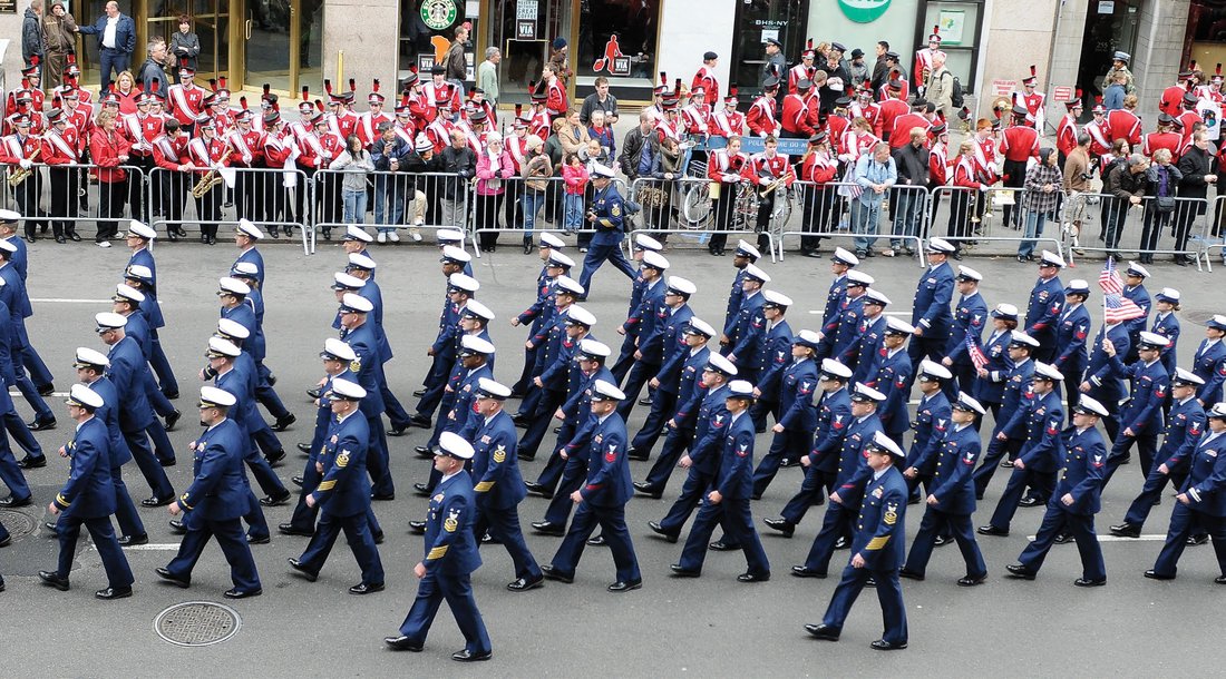 Military honor guard at a Veteran’s Day parade.